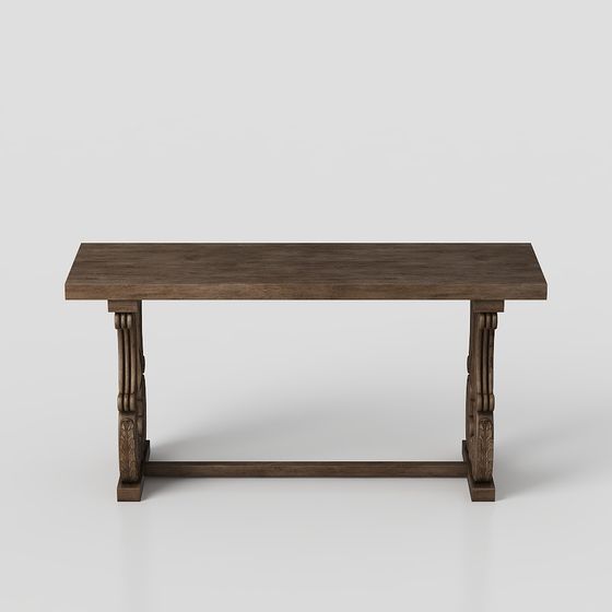 Retro-Inspired 3D Model Table and Chair Set