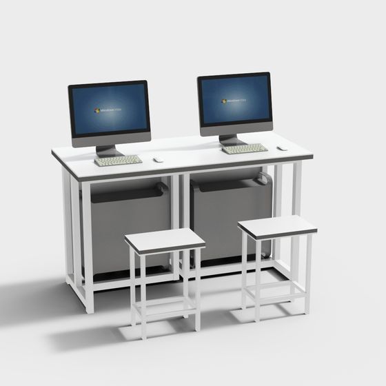 Minimalist Modern Double Desk 3D model