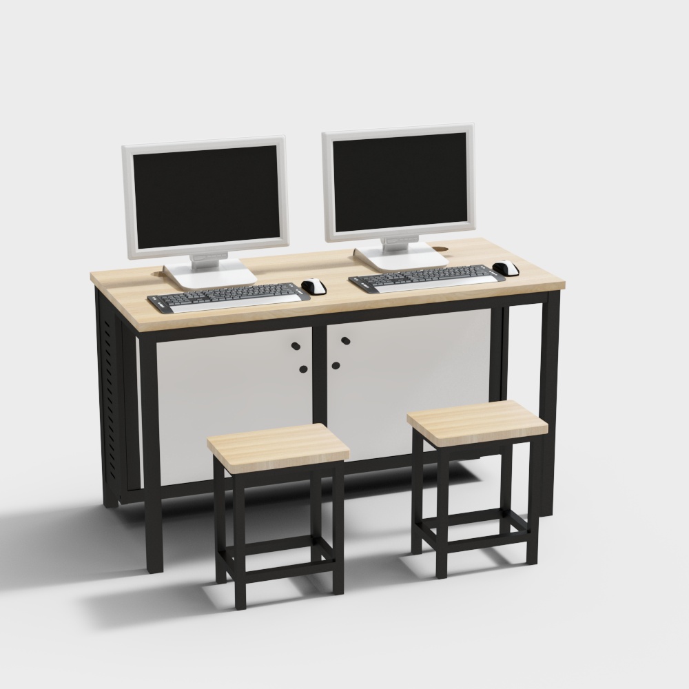 Computer room desk and chair combination