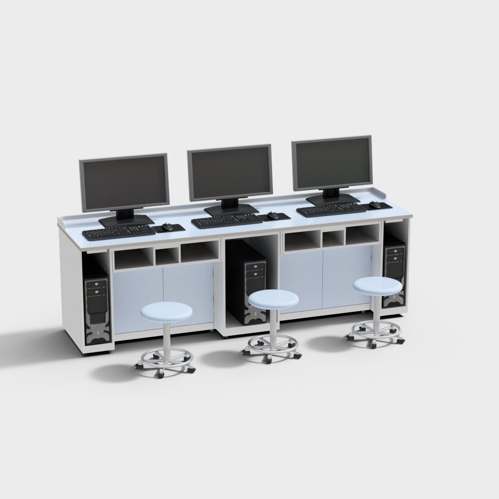 Computer room desk and chair combination