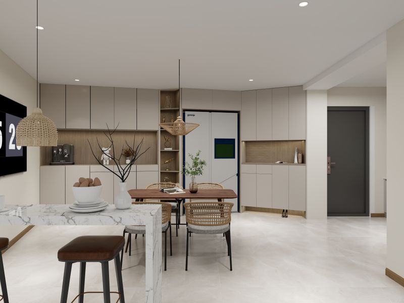 Modern White Dining Room with Seamless Flow