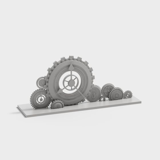 Low Poly Gear Set 3D model