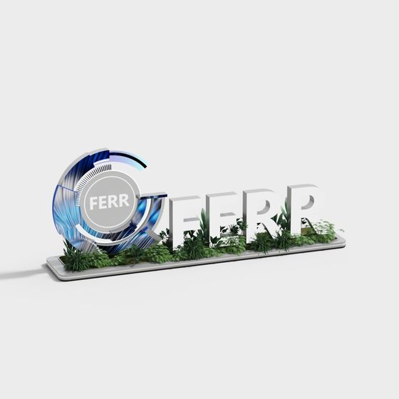 Ferr Logo Design FERR Logo 3D Model - Low-Poly High-Detail Design