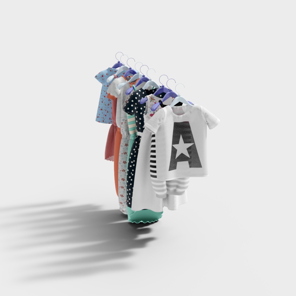 Colorful Children's Clothing Rack 3D model