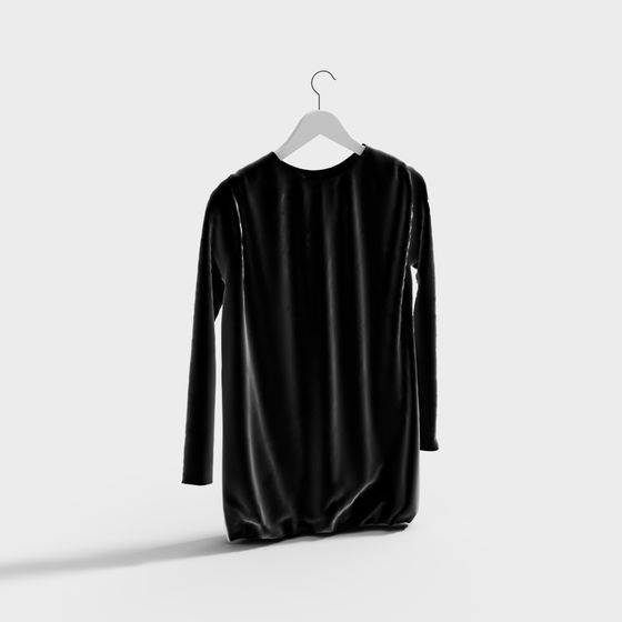Elegant Black Long Sleeve Dress 3D model for Creative Projects