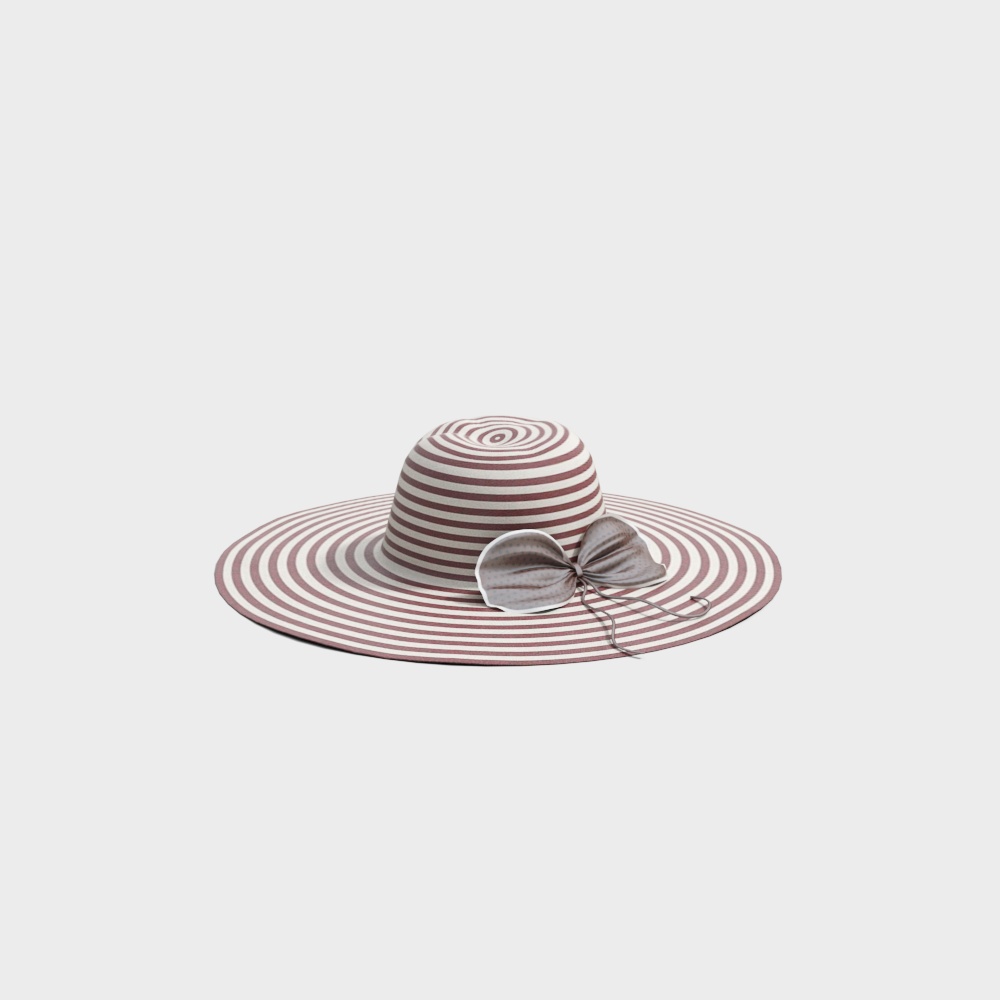 Elegant Wide-Brim Beach Hat 3D model