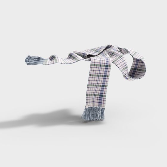 Stylish Plaid Scarf 3D model for Winter
