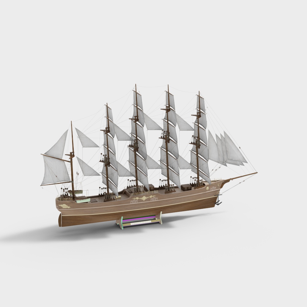Majestic Sailing Ship 3D Model