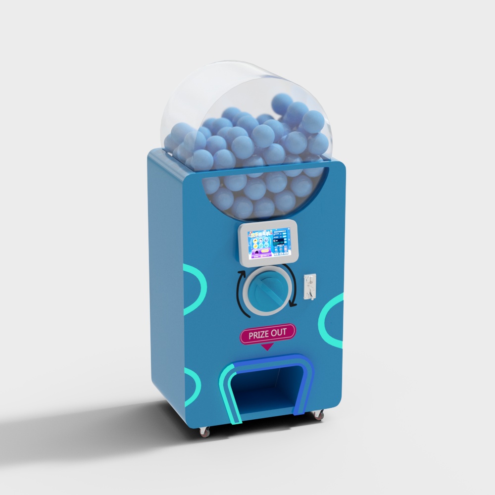 Blue self-service lucky gashapon machine in the arcade city