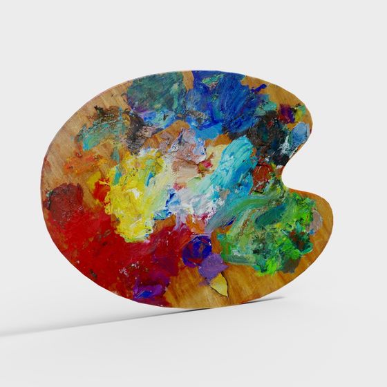Artistic Painter's Palette 3D model for Creative Projects