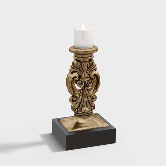 Elegant Low-Polygon Candle Holder 3D model