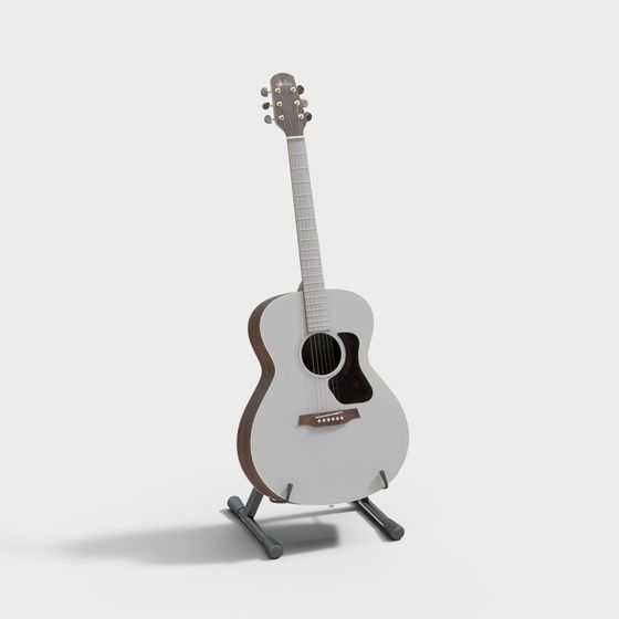 Elegant Low-Poly Guitar 3D model