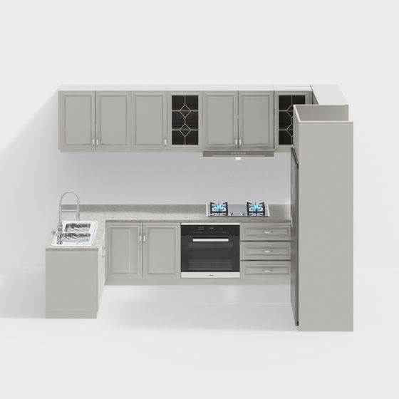 Minimalist Low-Poly Kitchen 3D Model Design