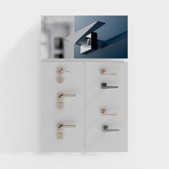 Elegant Low-Poly Door Handle Set 3D model