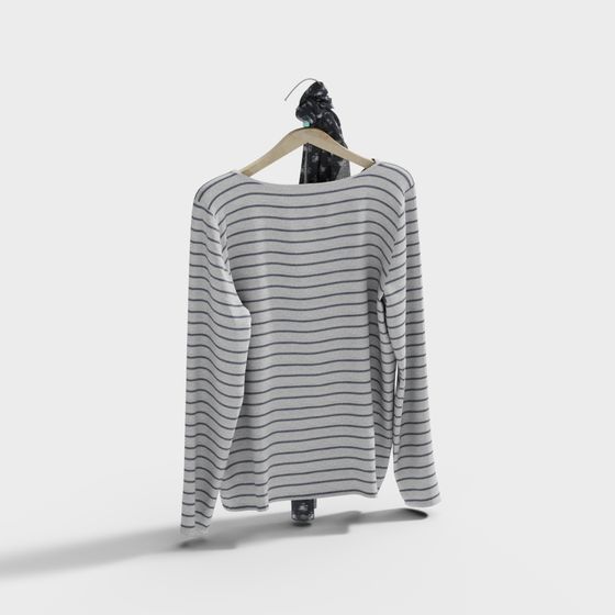 Stylish Striped Long Sleeve Top 3D model