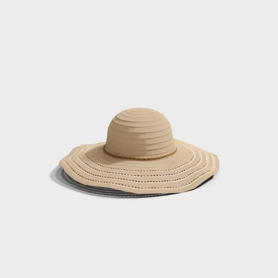 Elegant Low-Poly Beach Hat 3D model