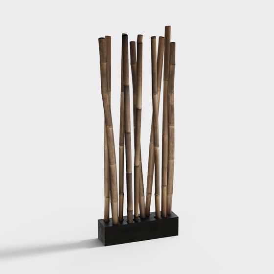 Natural Bamboo Screen 3D model for Tranquil Spaces