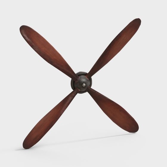 Retro Wooden Ceiling Fan 3D model