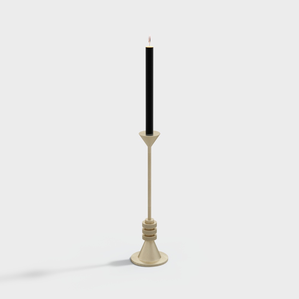 Elegant Minimalist Candle Holder 3D Model – Low Poly Design