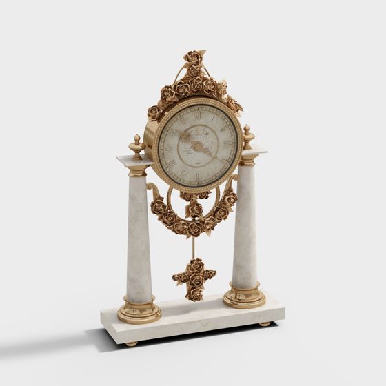 Elegant Vintage Clock 3D model for Timeless Designs
