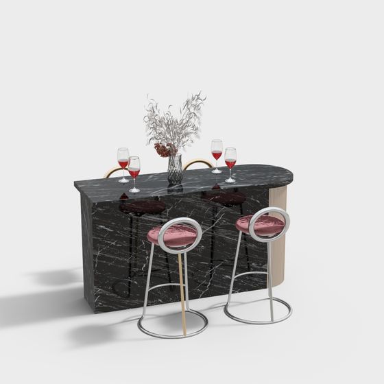 Stylish 3D Bar Counter Model for Modern Nightlife