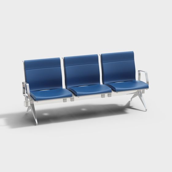 Sitting Area Bench 3D Model in Blue