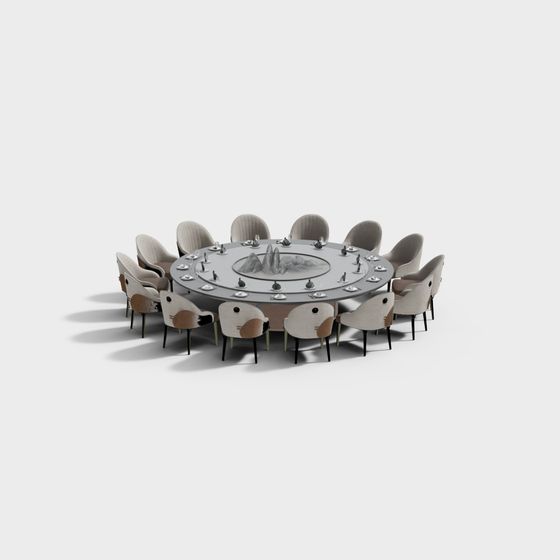 Elegant Round Table Conference Room 3D model