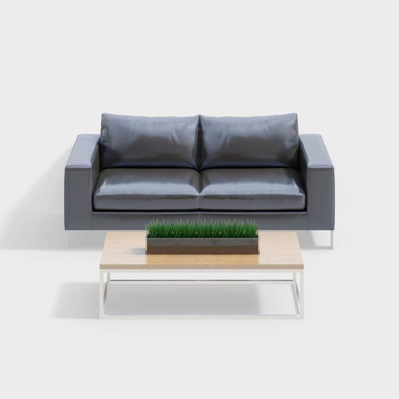Modern Minimalist Sofa and Coffee Table 3D model