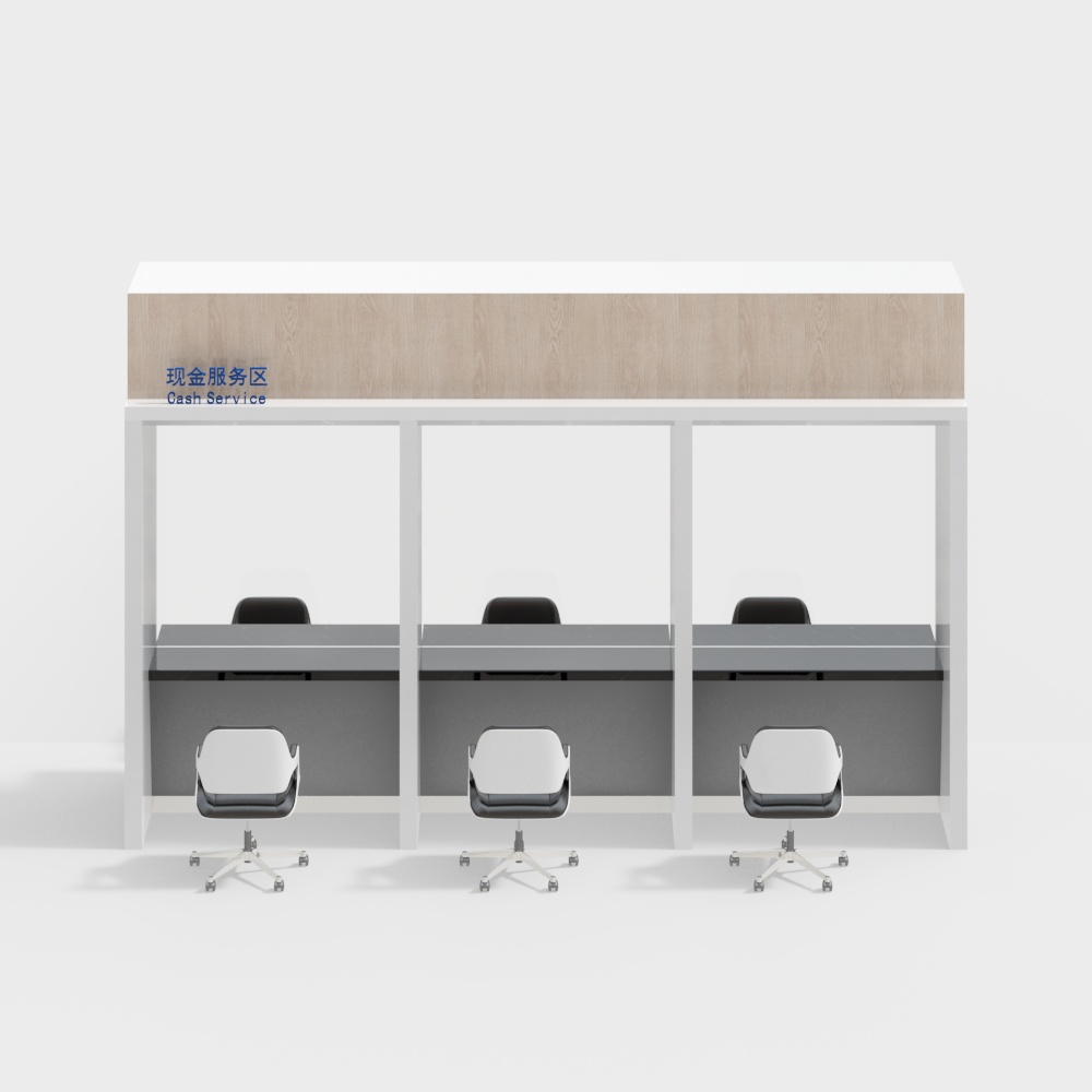 Modern Bank Counter 3D model