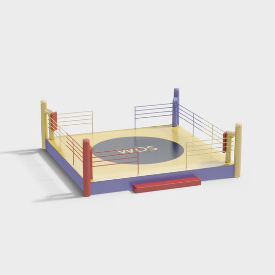 Vibrant Low-Polygon Boxing Ring 3D model