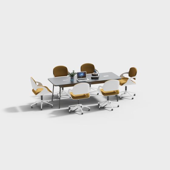 Modern Conference Table and Chair Set 3D model