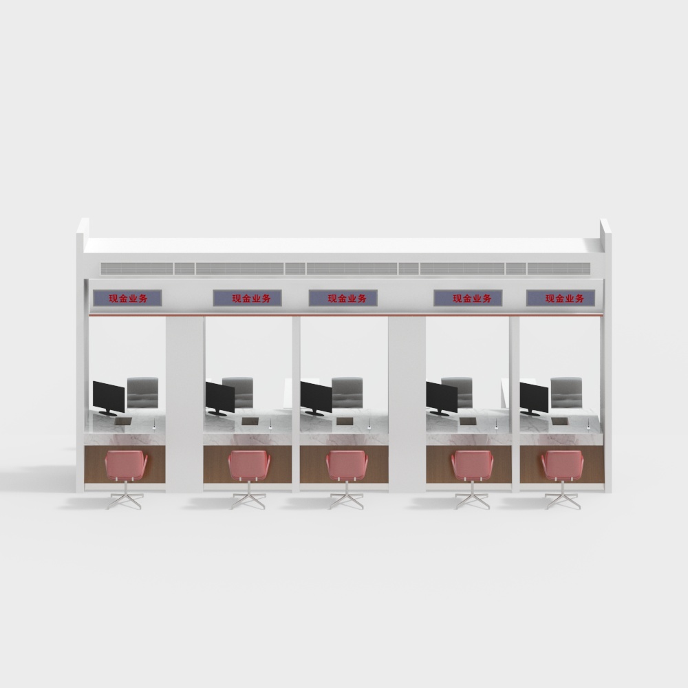 Bank Counter 3D Model for Modern Offices