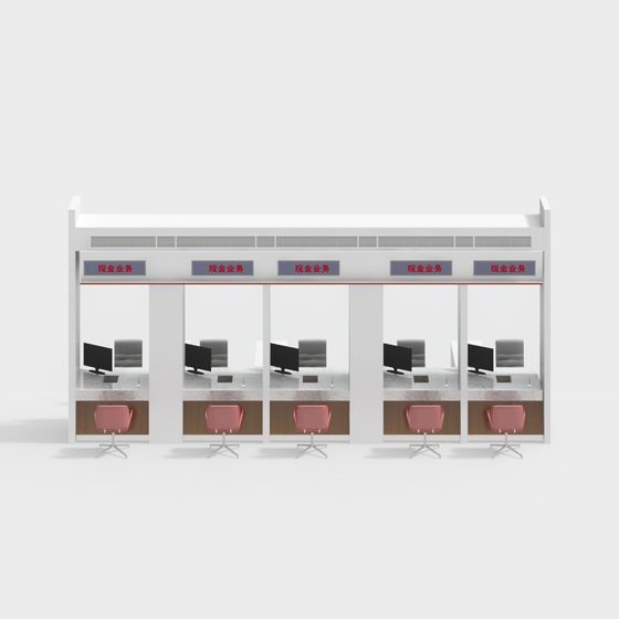 Bank Counter 3D Model for Modern Offices