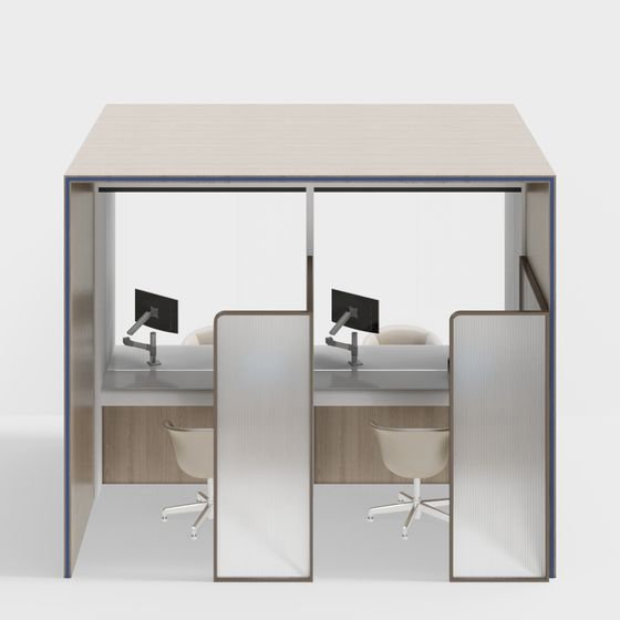 Stylish Shared Cubicle 3D model for Modern Offices