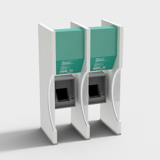 Sleek Double-Screen ATM Machine 3D model