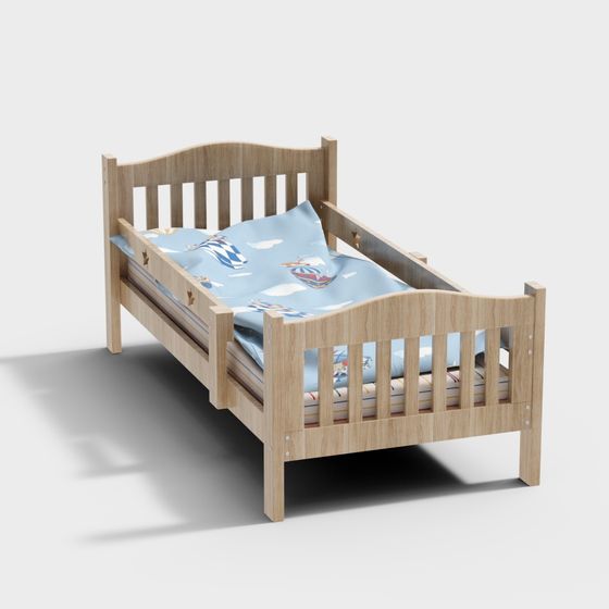 Charming Low-Polygon Children's Bed 3D model