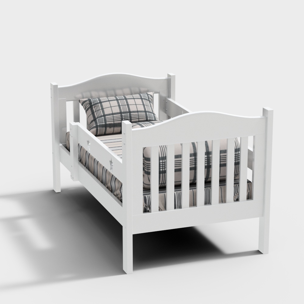 Elegant Low-Poly Bed Frame 3D model