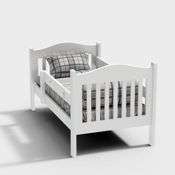 Elegant Low-Poly Bed Frame 3D model