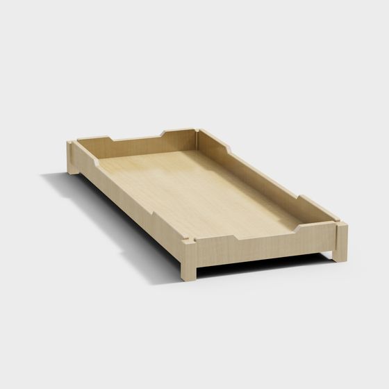 Elegant Low-Polygon Wooden Tray 3D model