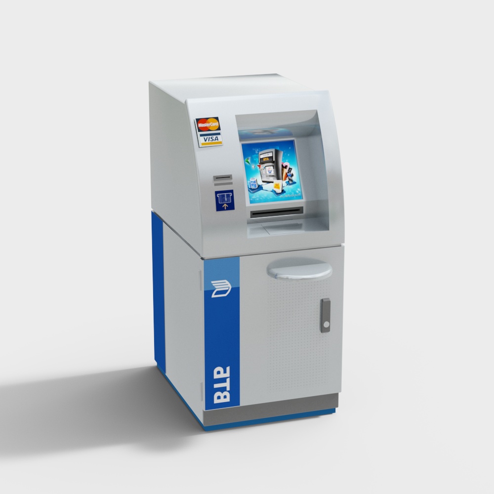 Realistic Low-Poly ATM Machine 3D model