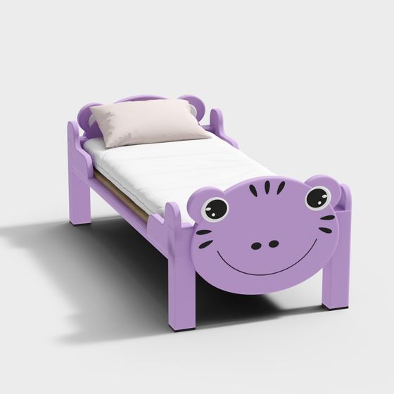 Whimsical Purple Children's Bed 3D model