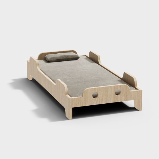 Modern Low-Polygon Bed Frame 3D model