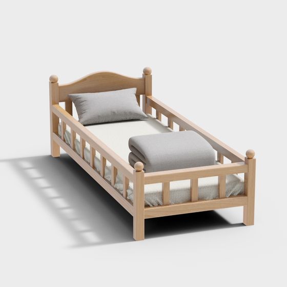 Black Kindergarten Children's Bed 3D Model