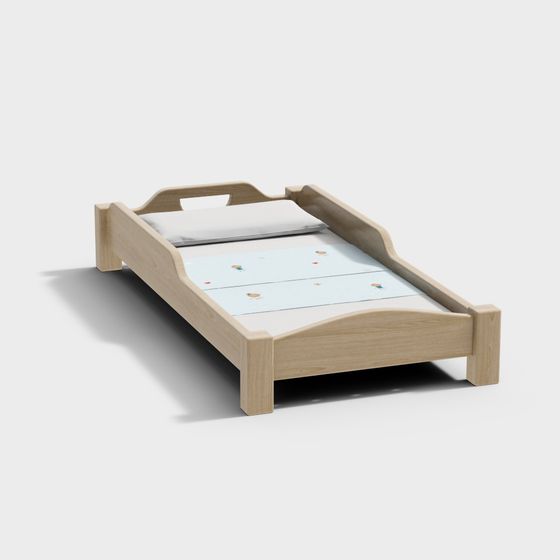 Charming Low-Polygon 3D Bed Model for Kids' Rooms