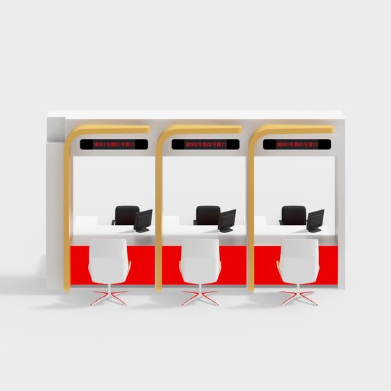 Service Window 3D model for Modern Office Design