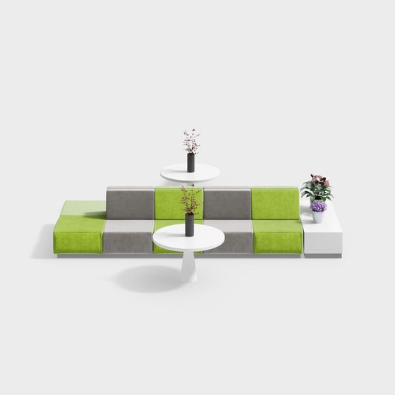Elegant Green Modular Sofa 3D model for Contemporary Spaces