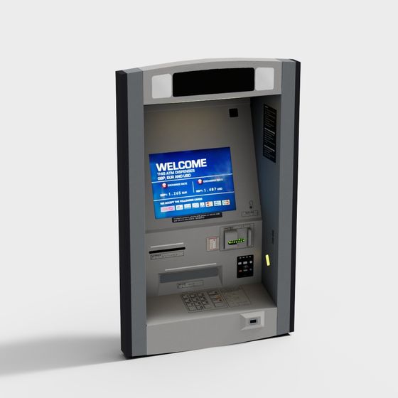 Realistic Low-Polygon ATM 3D model for Modern Finance