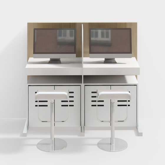 Dual Monitor Workstation 3D model