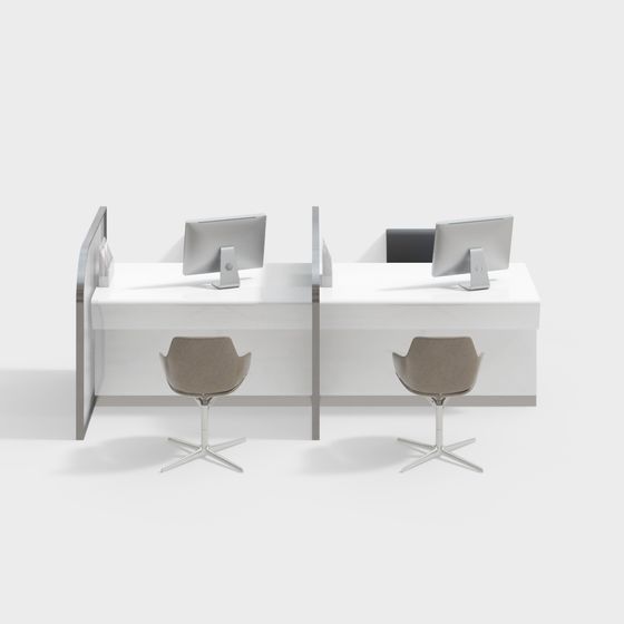 Stylish Dual-Station Office Desk 3D model for Creative Workspaces
