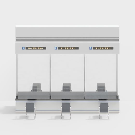 Modern Bank Service Counter 3D model